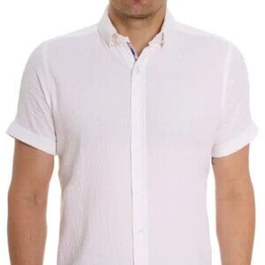 Robert Graham Shirt Men 3XL White Reid Tailored Fit Basket Weave 100% Cotton NEW